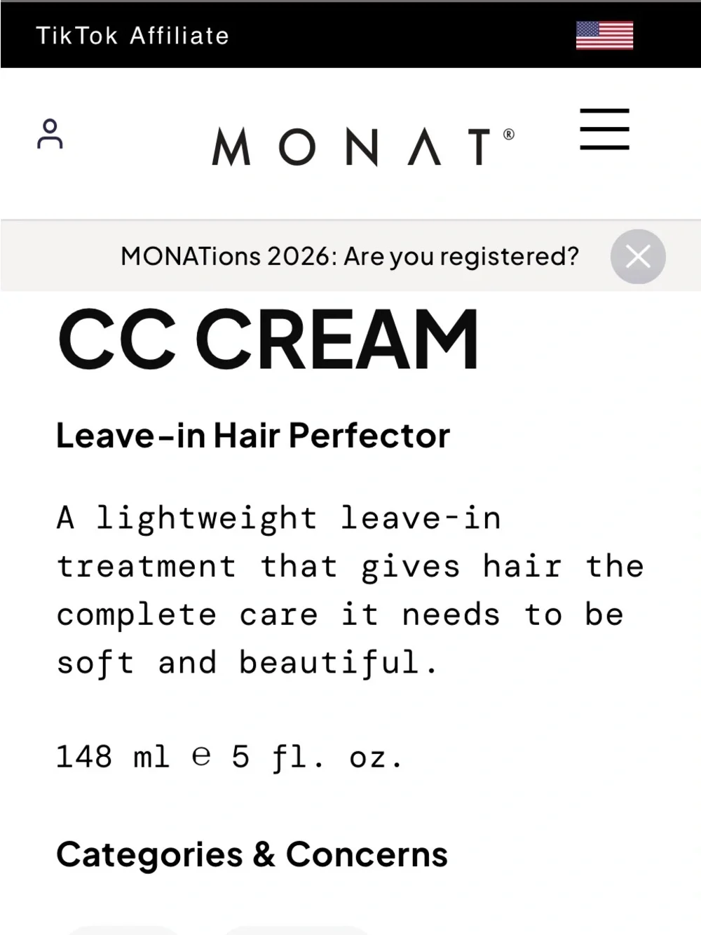 Monat Studio One CC Cream Leave-In finishing Perfector- wet OR dry hair